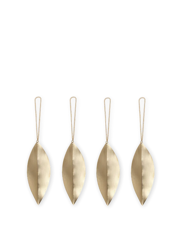 Leaf Brass Ornaments - Set of 4