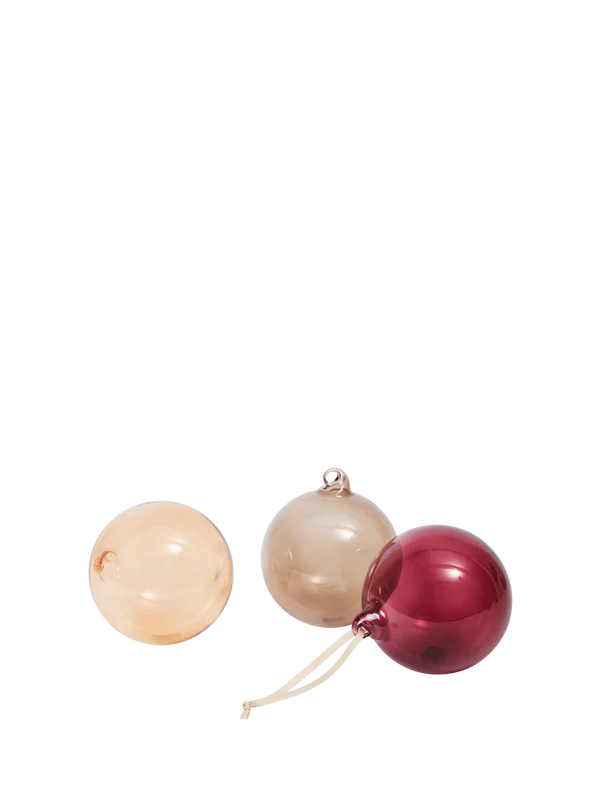 Glass Baubles - Large - Set of 3 - Roseate Translu