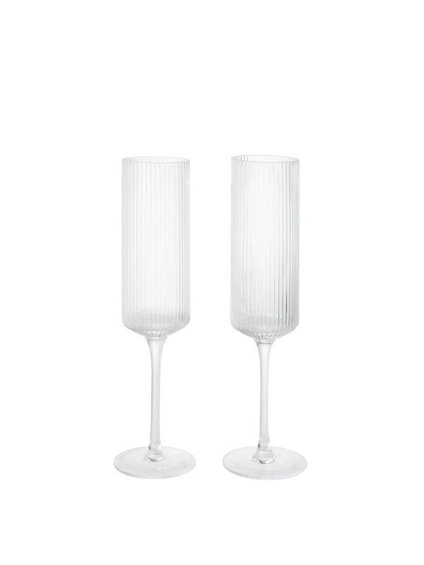 Ripple Champagne Flutes - Set of 2 - Clear